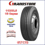 "Imagen de la llanta Grandstone GT178 11R22.5 16C, ideal para toda posición en camiones comerciales."