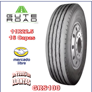 "Llanta Gute Road GRS100 11R22.5 146/143M para camión, ideal para uso en todos los ejes y rutas mixtas."