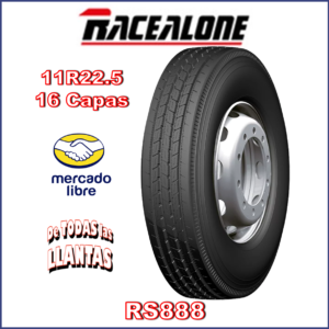 "Imagen de la llanta Racealone RS888 11R22.5-16C 146/143M, diseñada para toda posición en camiones comerciales."
