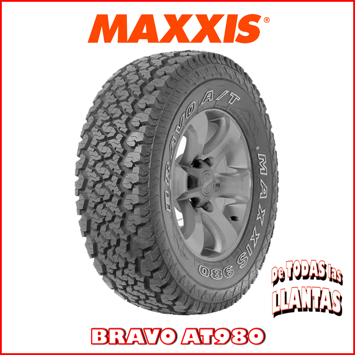 Llanta MAXXIS BRAVO AT980 - Rendimiento todoterreno LT 27X850R14.
