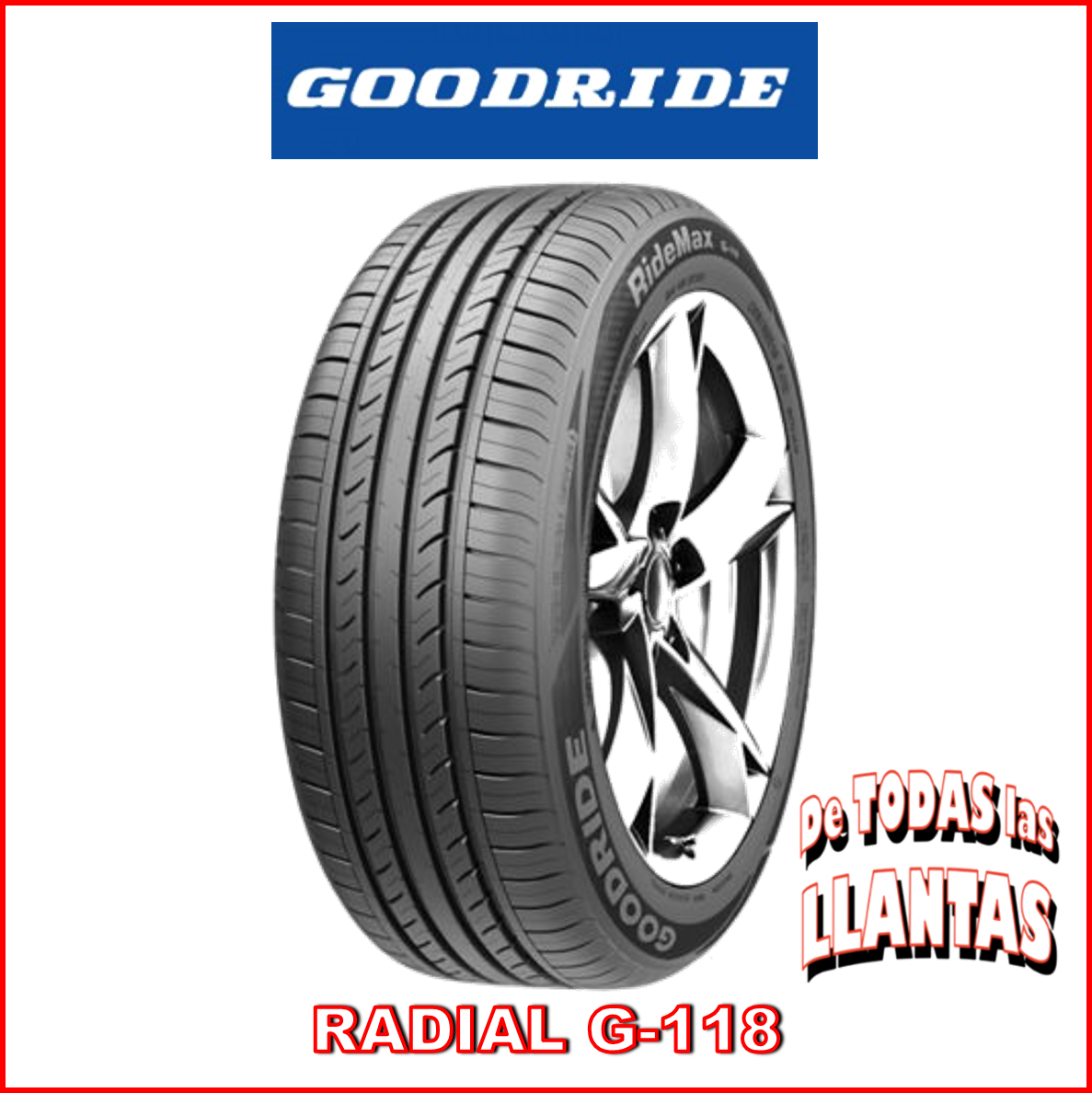 "Imagen de la llanta Goodride Radial G118 205/55R16 94W, diseñada para un rendimiento superior y seguridad a alta velocidad."