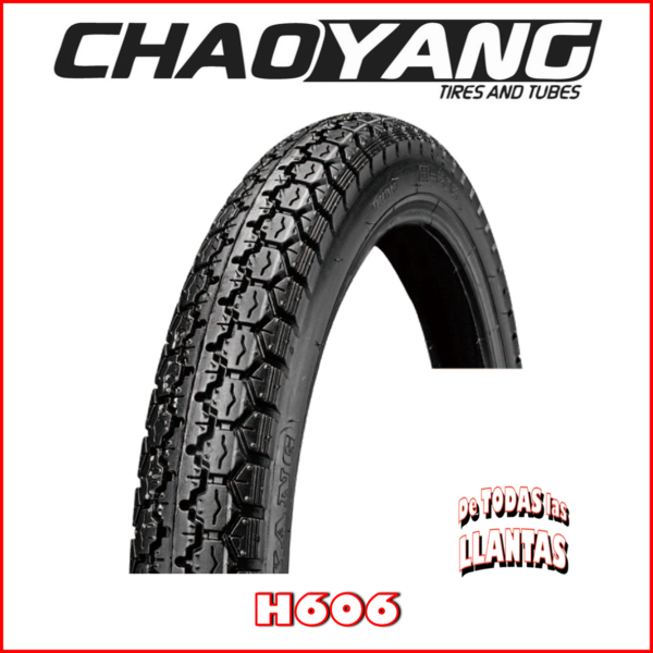 "Llanta de moto Chaoyang H-606. Rendimiento excepcional y agarre superior en todas las condiciones de conducción."