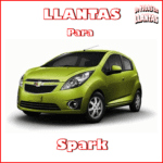 Portada de la categoría llantas para spark de la página "De todas las llantas" donde muestra un Chevrolet Spark verde