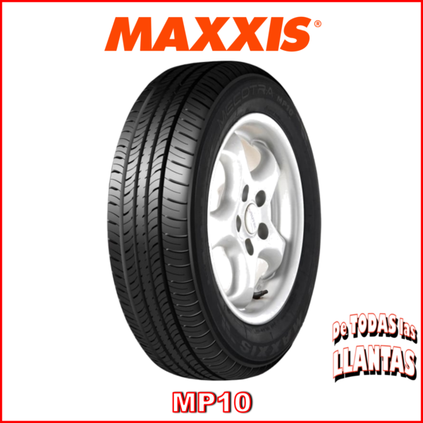 "Imagen de la llanta Maxxis MP10 en medida 175/70R13. Rendimiento confiable y durabilidad excepcional para una conducción tranquila y segura."