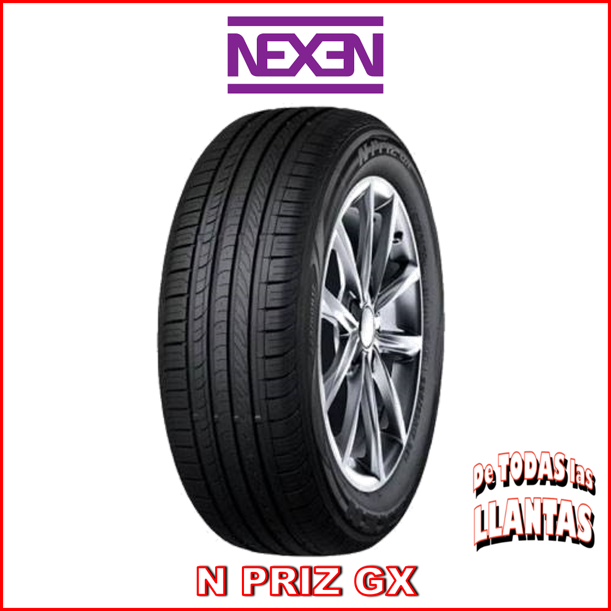 "Imagen de la llanta Nexen N Priz GX 205/55R16 91V, diseñada para equilibrio entre confort, tracción y durabilidad."