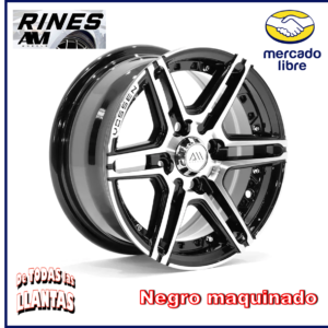 4 rines 13 pulgadas marca Rines AM modelo Negro Maquinado